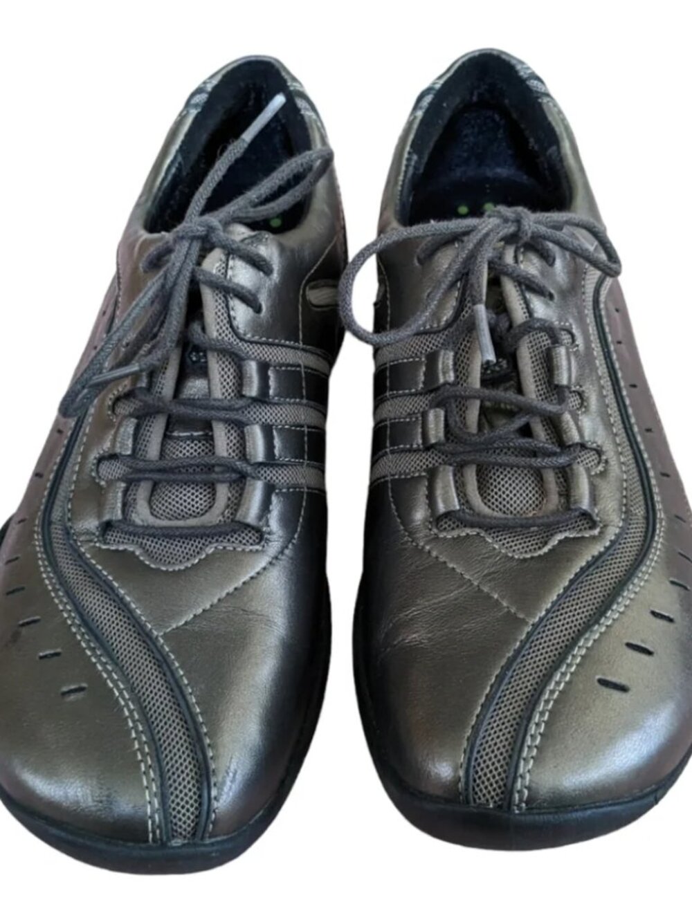 Clarks Wave Trek Walking Shoes Womens 10M Bronze Metallic Leather Lace Up NWOT